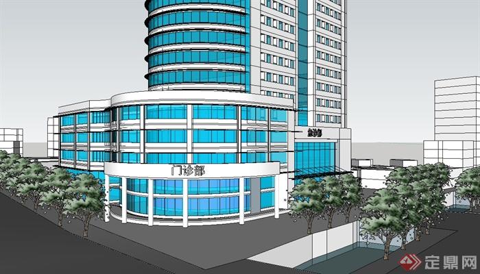某现代精致详细医院大楼设计SU模型(2)