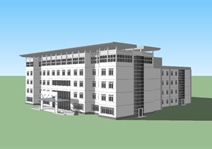 某现代风格医院大楼建筑SU(草图大师)模型