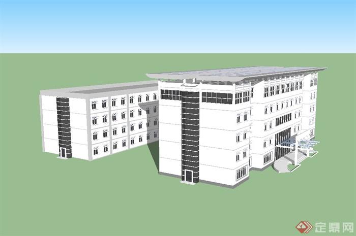 某现代风格医院大楼建筑SU模型(2)