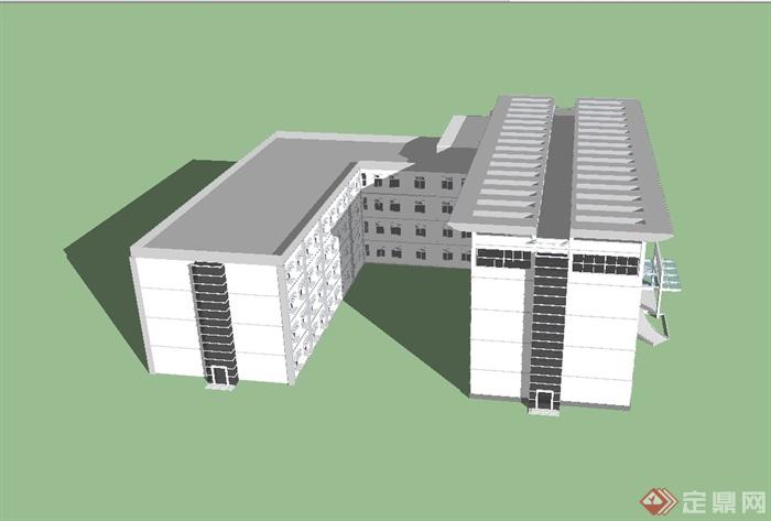 某现代风格医院大楼建筑SU模型(3)