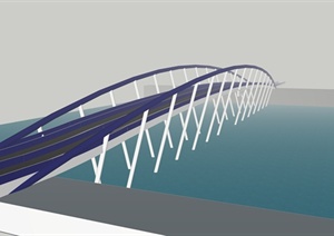 四个现代大桥设计SU(草图大师)模型