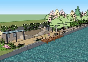 河道滨水景观规划设计SU(草图大师)模型