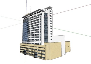 某现代风格医院大厦建筑设计SU(草图大师)模型