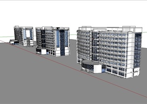 某现代风格医院建筑楼设计SU(草图大师)模型