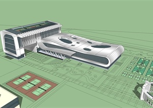某现代风格学校楼建筑设计SU(草图大师)模型
