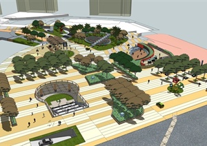 某小区休闲广场景观设计SU(草图大师)模型