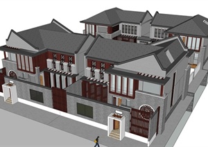 现代中式风格别墅住宅楼设计SU(草图大师)模型