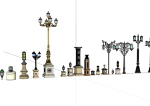 欧式灯柱灯具设计合集SU(草图大师)模型