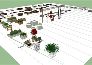 多种不同的树池、花钵、花箱、花坛设计SU(草图大师)模型