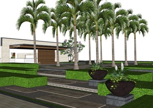 某现代风格住宅小区中庭景观SU(草图大师)模型