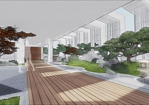 某现代风格办公楼及屋顶设计SU(草图大师)模型