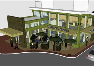 某现代知名咖啡馆建筑设计SU(草图大师)模型