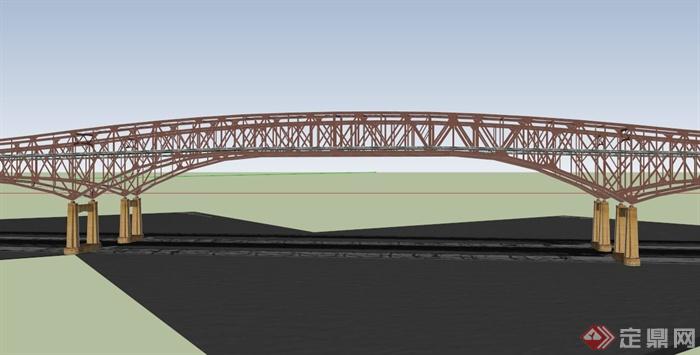某现代跨江大桥设计SU模型(3)