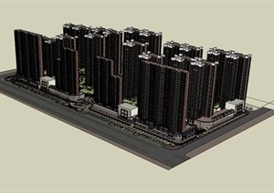 大型高层小区建筑SU(草图大师)模型