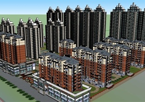 小区住宅楼建筑设计SU(草图大师)模型素材