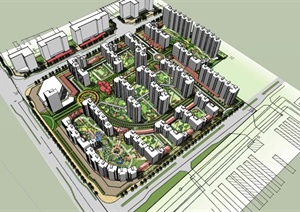 住宅小区设计景观设计规划SU(草图大师)模型