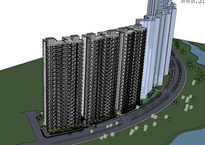 超高层居住建筑设计SU(草图大师)模型