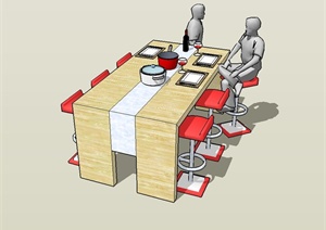 某现代风格精美餐桌设计SU(草图大师)模型