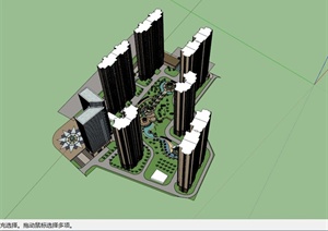 高层住宅建筑小区设计SU(草图大师)模型