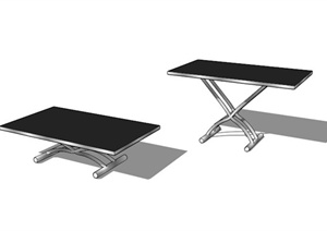 两个黑色桌子办公室家具SU(草图大师)模型