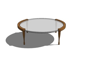 现代圆形玻璃桌子SU(草图大师)模型