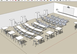 会议室桌椅组合设计SU(草图大师)模型
