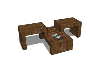 现代风格室内全木质坐凳设计SU(草图大师)模型
