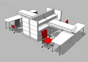 现代办公桌椅设计SU(草图大师)模型
