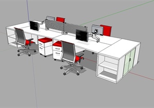 现代风格室内办公桌椅设计SU(草图大师)模型