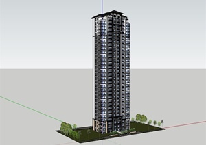 某新中式风格高层住宅小区楼设计SU(草图大师)模型