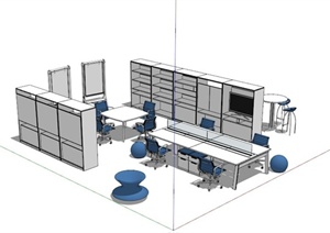 办公室内家具组合设计SU(草图大师)模型