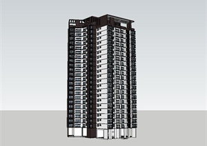 某现代风格独特住宅楼建筑设计SU(草图大师)模型