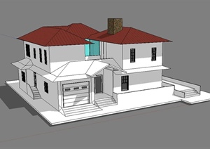 某欧式风格独立别墅建筑设计SU(草图大师)模型