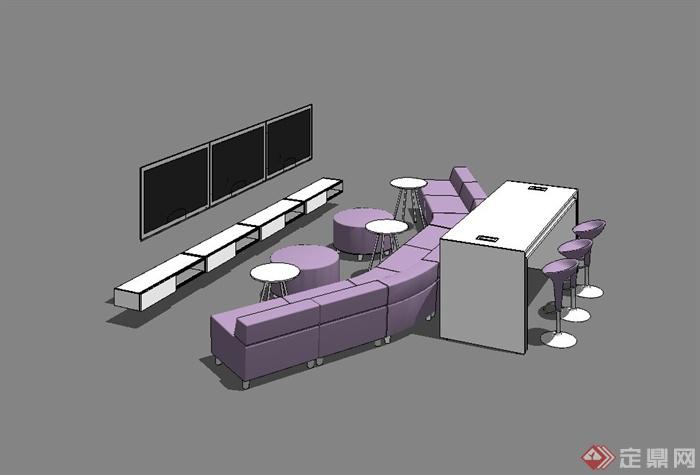 某现代高档室内会议办公室家具设计SU模型