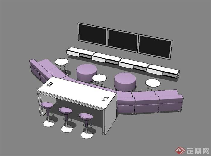 某现代高档室内会议办公室家具设计SU模型