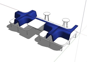 某现代风格室内办公空间沙发桌设计SU(草图大师)模型
