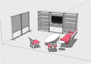某现代室内办公沙发桌椅组合设计SU(草图大师)模型