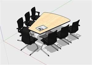 某现代室内会议室桌椅设计SU(草图大师)模型