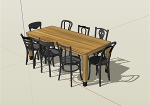 某现代精美餐厅餐桌椅设计SU(草图大师)模型