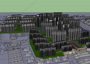 现代小区住宅建筑设计素材SU(草图大师)模型