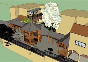 两个庭院花园景观方案SU(草图大师)模型