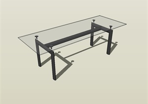 某现代简约风格室内玻璃茶几设计SU(草图大师)模型