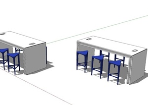 办公室桌椅组合设计SU(草图大师)模型