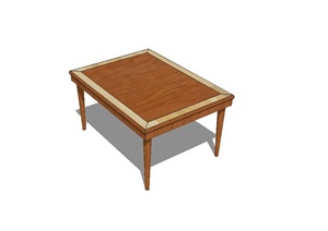 某现代风格室内全木质桌子设计SU(草图大师)模型