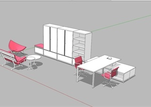现代办公室家具设计SU(草图大师)模型