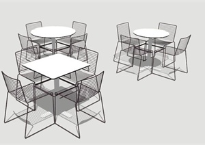 极简休闲桌椅组合设计SU(草图大师)模型