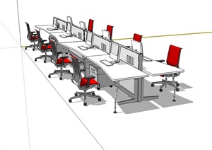 某现代风格办公室桌椅设计SU(草图大师)模型