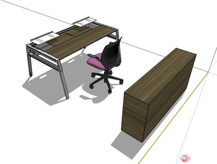 某现代风格私人办公桌椅柜子组合设计su模型(3)