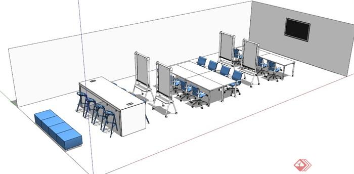 现代简约会议室家具组合设计SU模型(1)