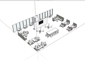 某公司单层办公室设计SU(草图大师)模型